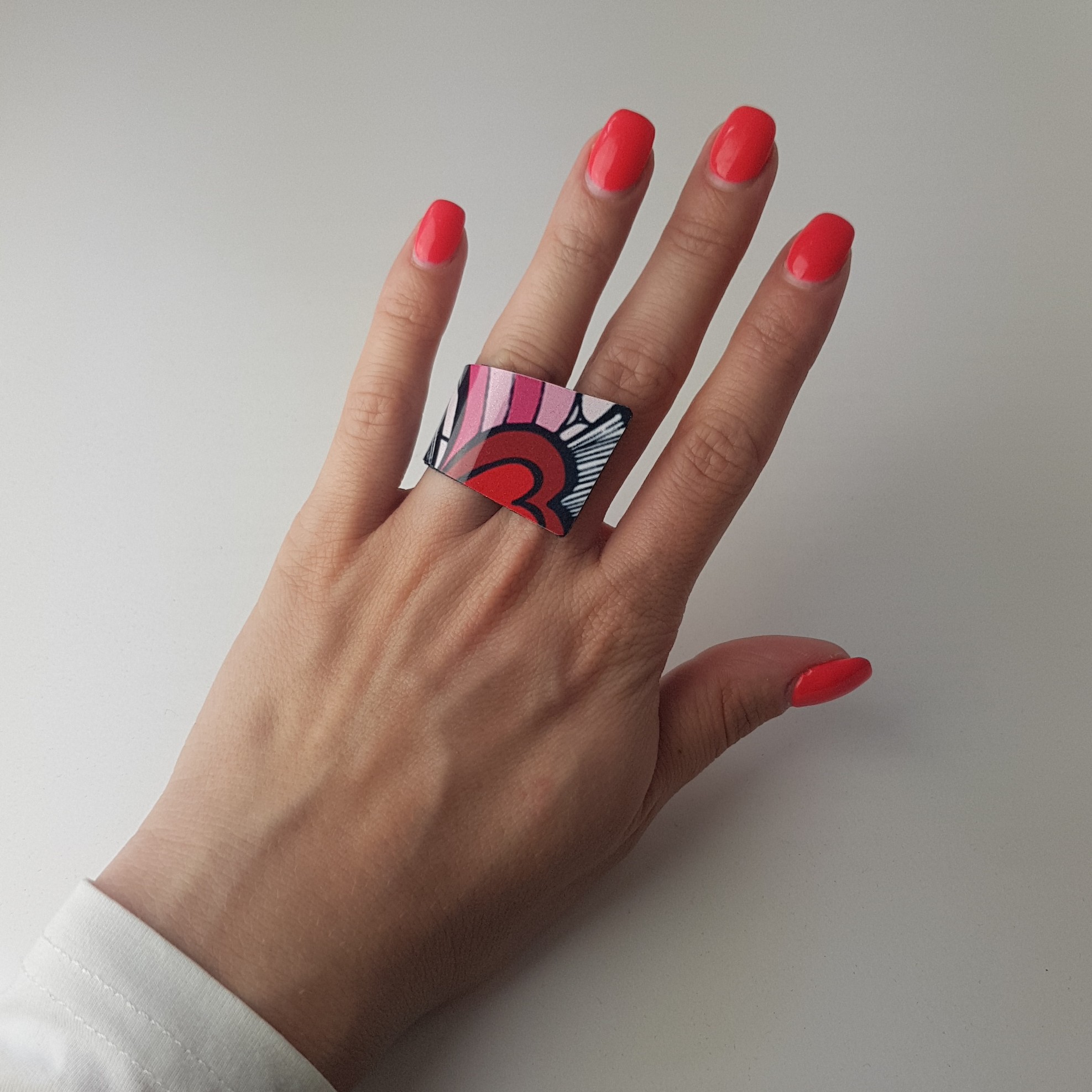Pink snail ring