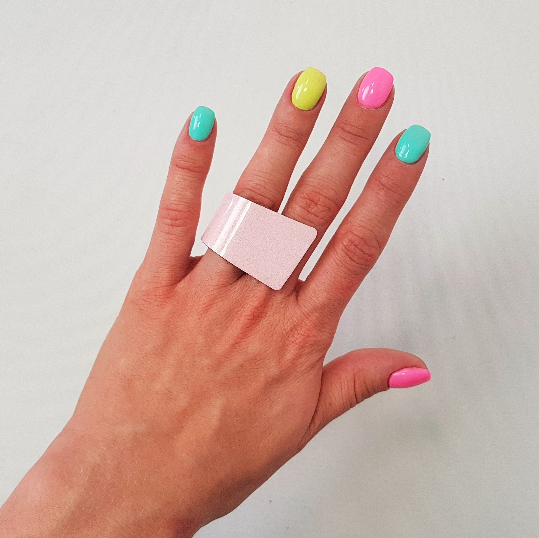 Pastel pink snail ring