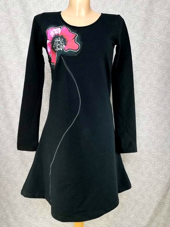 Black Poppy Dress long sleeve
