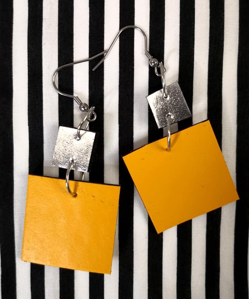 Yellow Square Earrings