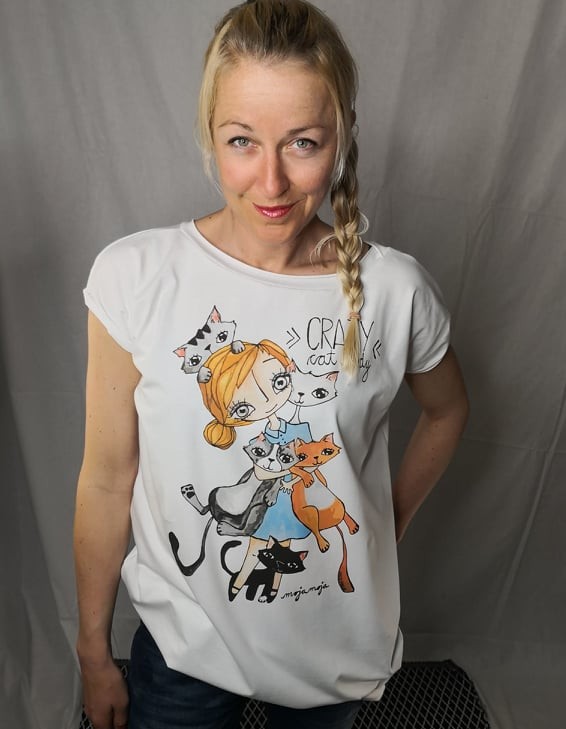 Prevelika majica Crazy cat lady