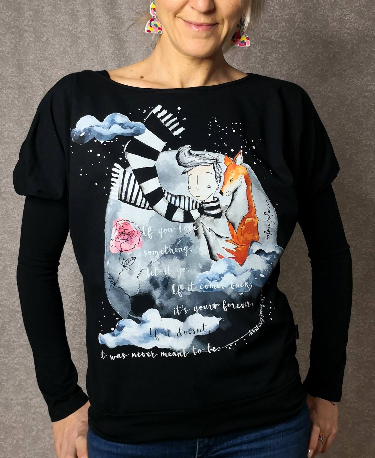 The Little Prince and the Fox T-shirt - black