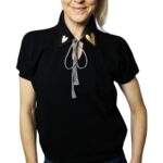 Black shirt-style T-shirt - gold heart