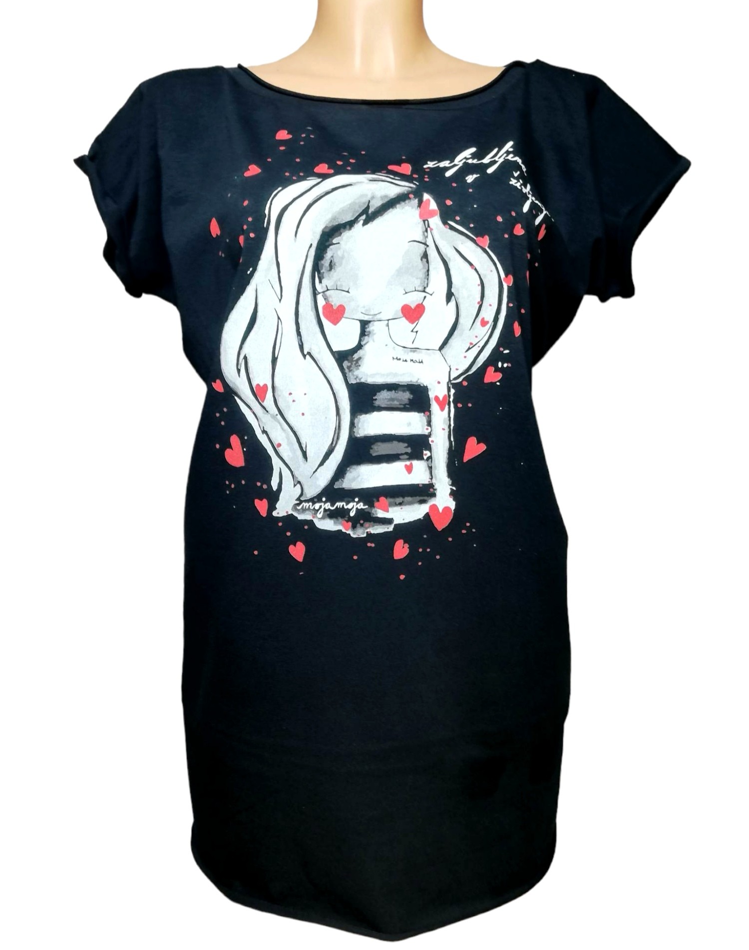 In Love with Life Oversized T-Shirt - black