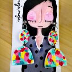 Blooming lightweight earrings made of polymer clay, hand-painted. The total length of the earrings is approx. 7 cm.