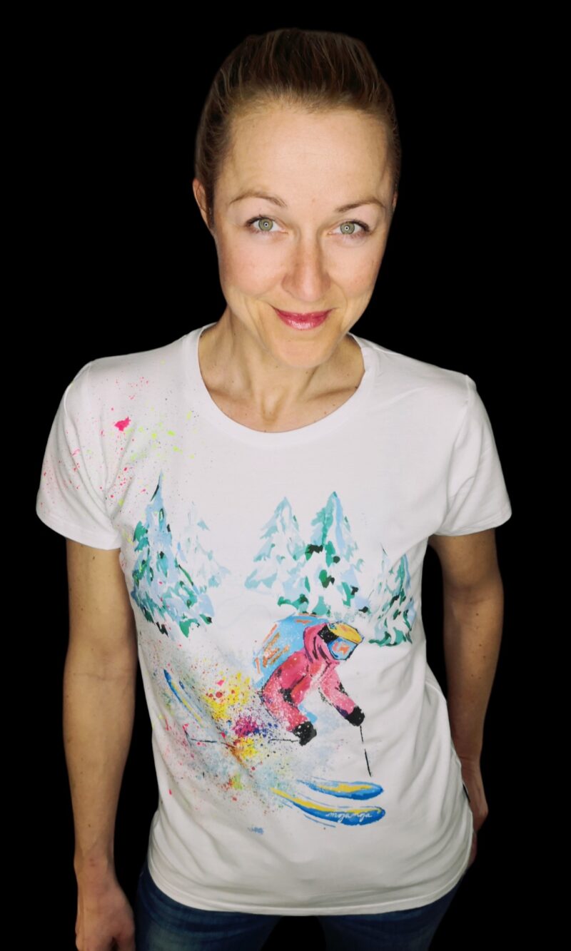 White short-sleeved T-shirt Skier
