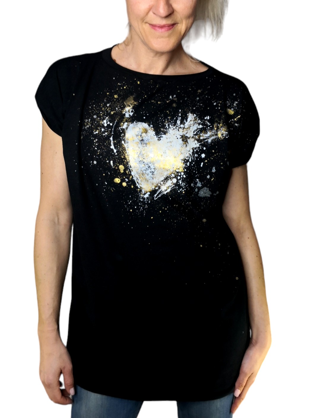 Oversized Black Zlato srce T-shirt