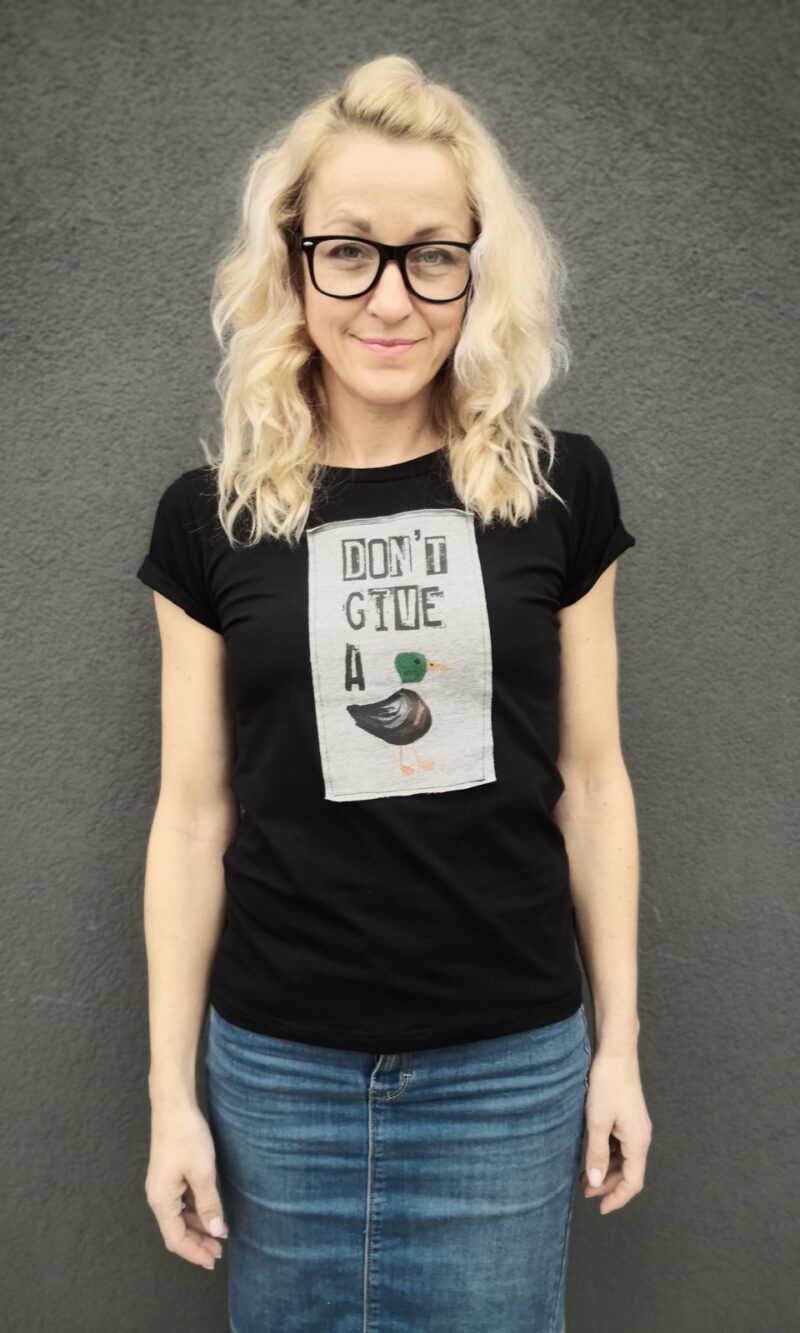 Črna kratka majčka Don't give a duck