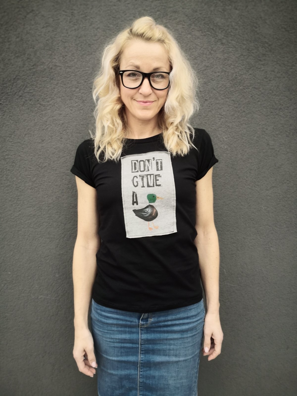 Black short-sleeve T-shirt Don't give a duck