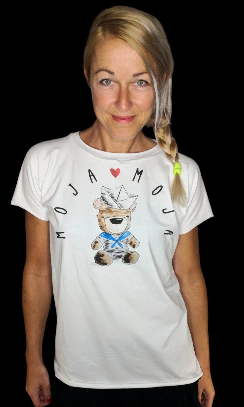 Oversized white T-shirt with teddy bear Tin