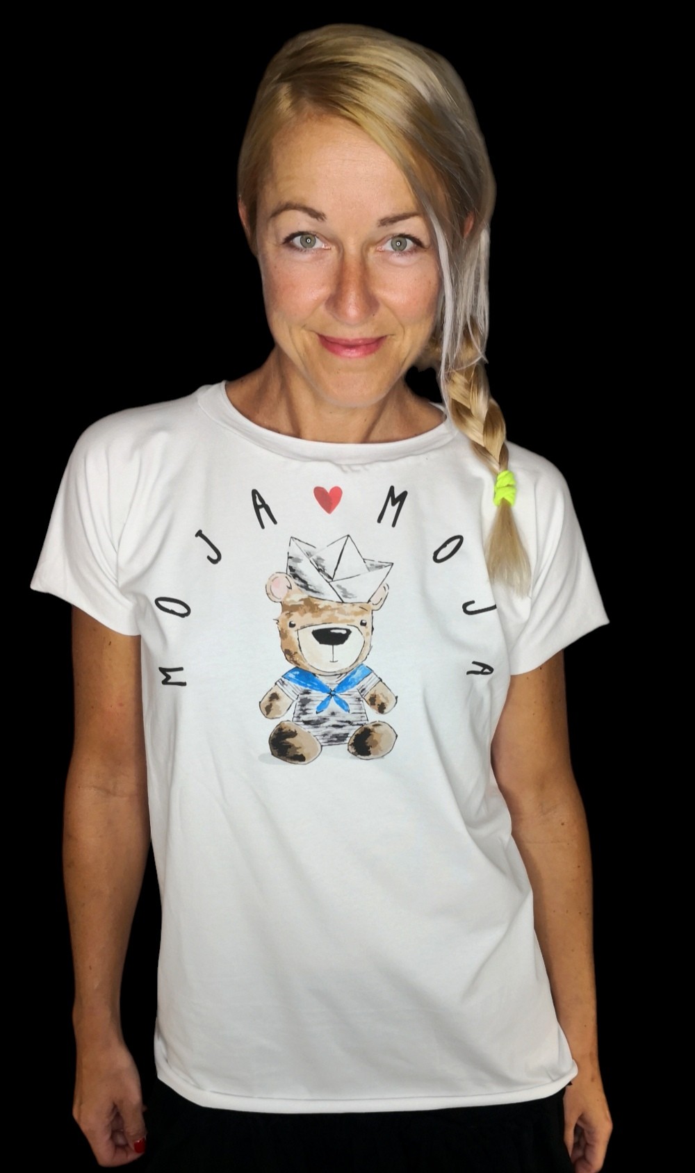 Oversized white T-shirt with teddy bear Tin