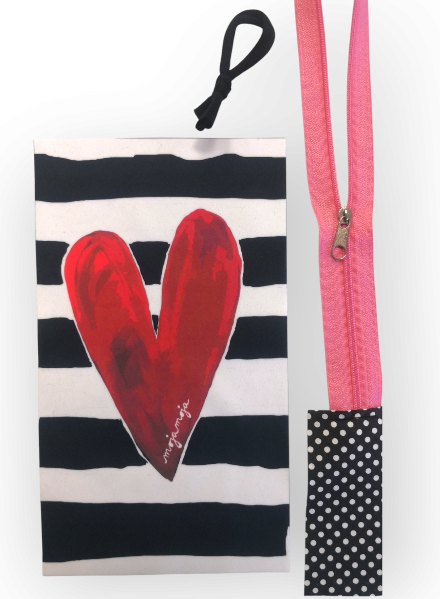 Pouch for a phone or smaller accessories, made of thin softshell, with a zipper closure ON THE LEFT – for the left shoulder strap. Straps on the back for attaching it to the backpack shoulder strap. Dimensions: approx. W 10.5 cm x H 19.5 cm