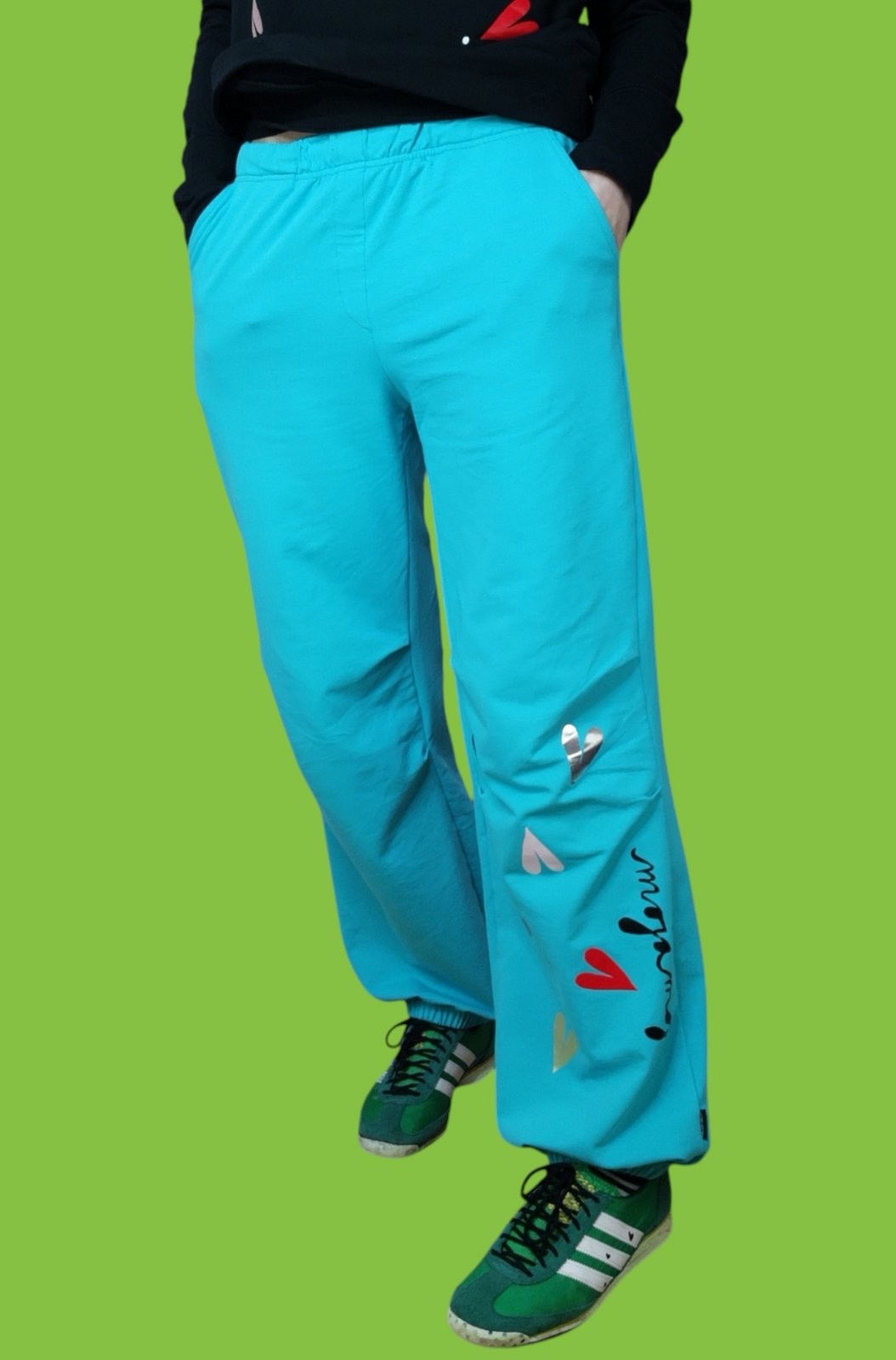Splattered trousers (turquoise)