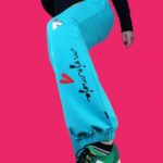 Splattered trousers (turquoise)