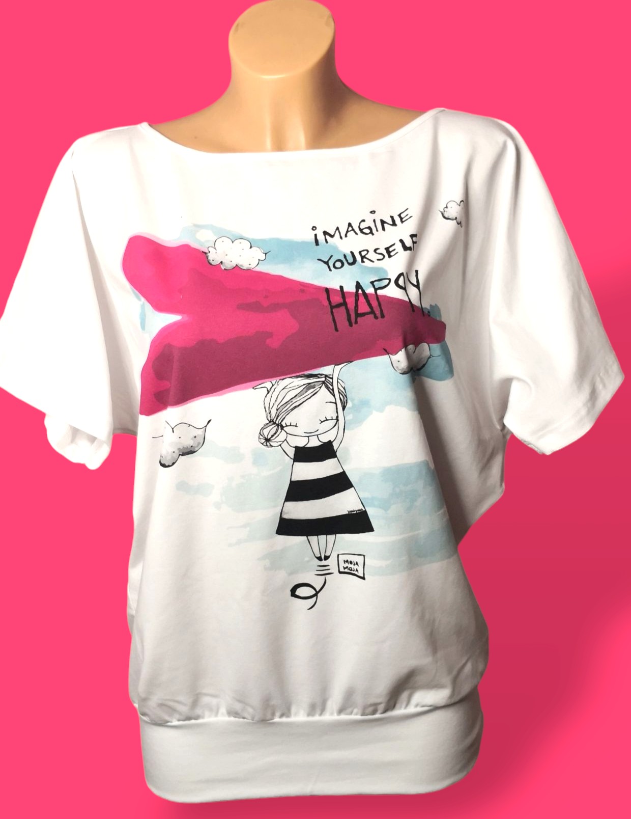 Bat T-shirt IMAGINE YOURSELF HAPPY