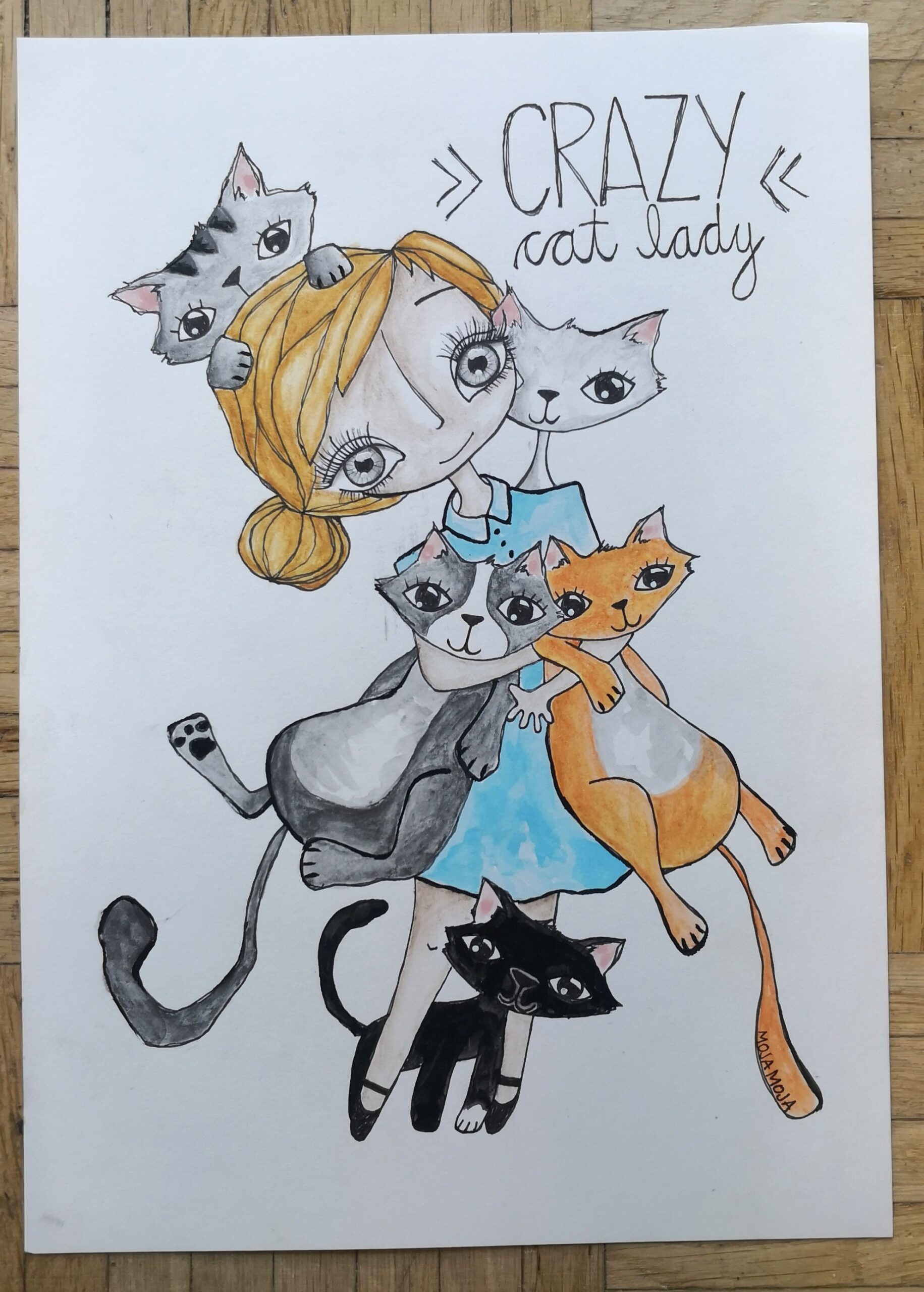 Crazy cat lady - original ilustracija
