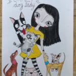 Crazy dog lady - original illustration