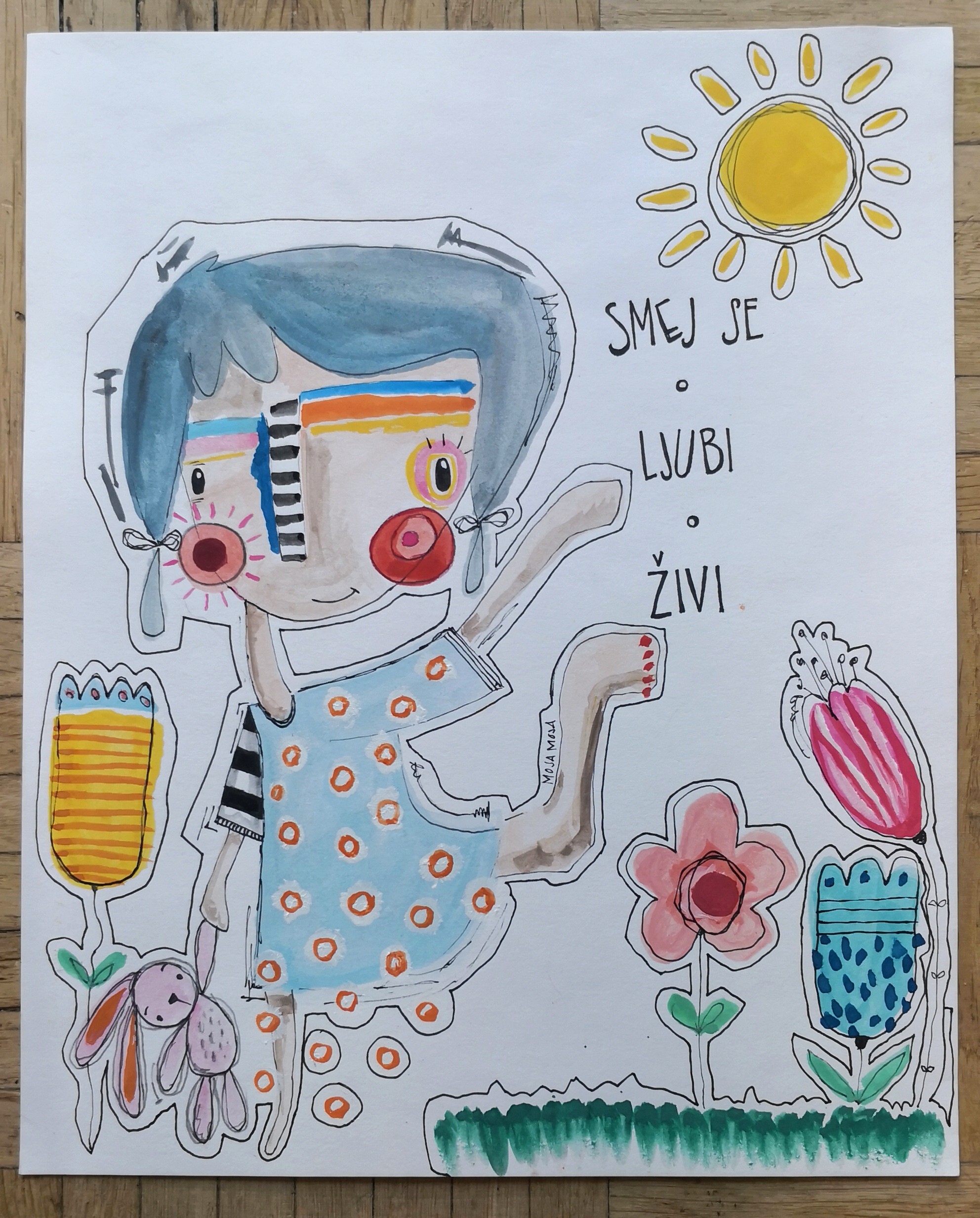 Laugh. Love. Live. - original illustration