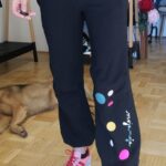 Black polka-dot pants