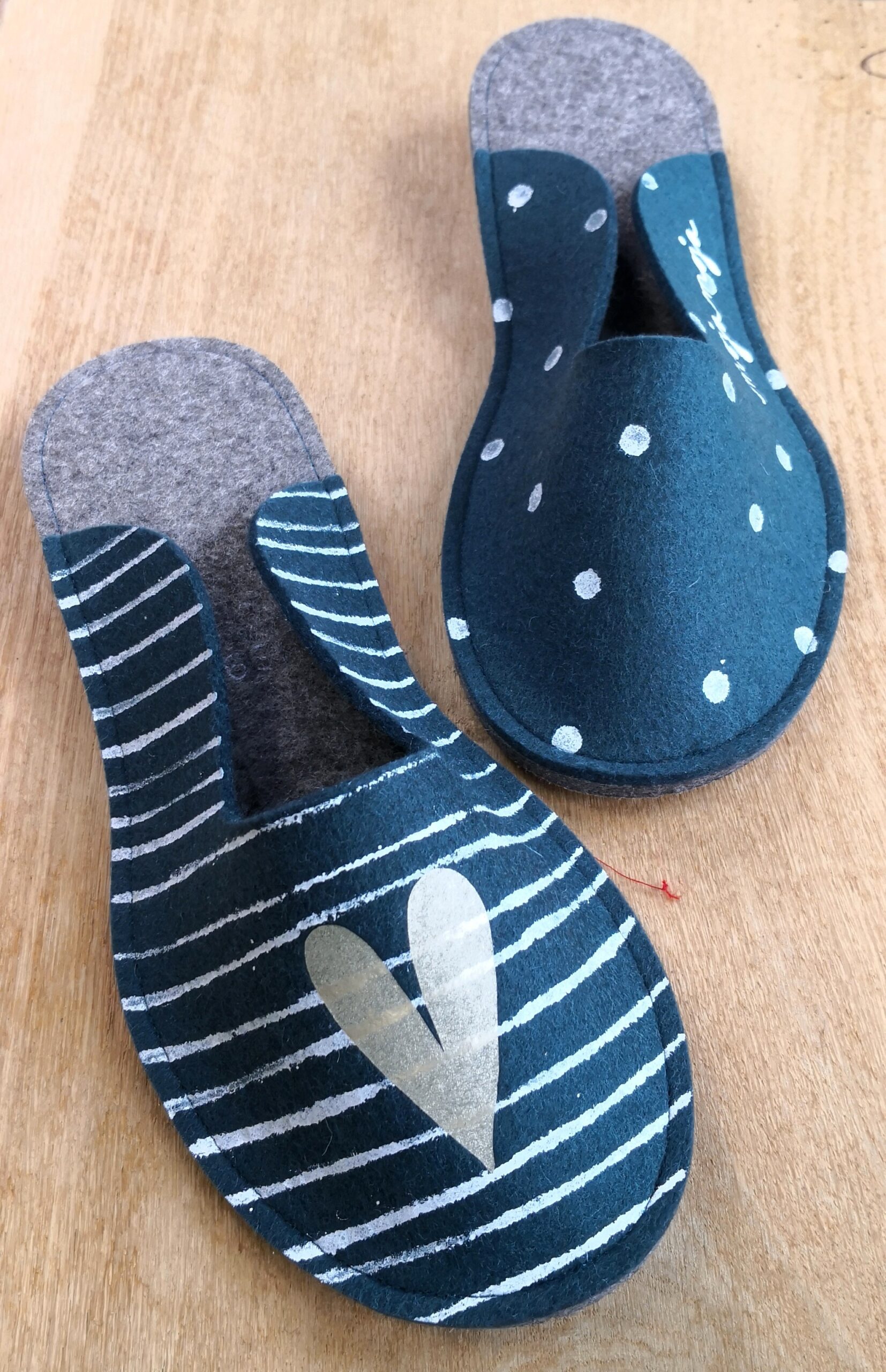 Petrol Pike and Stripes slippers IN STOCK