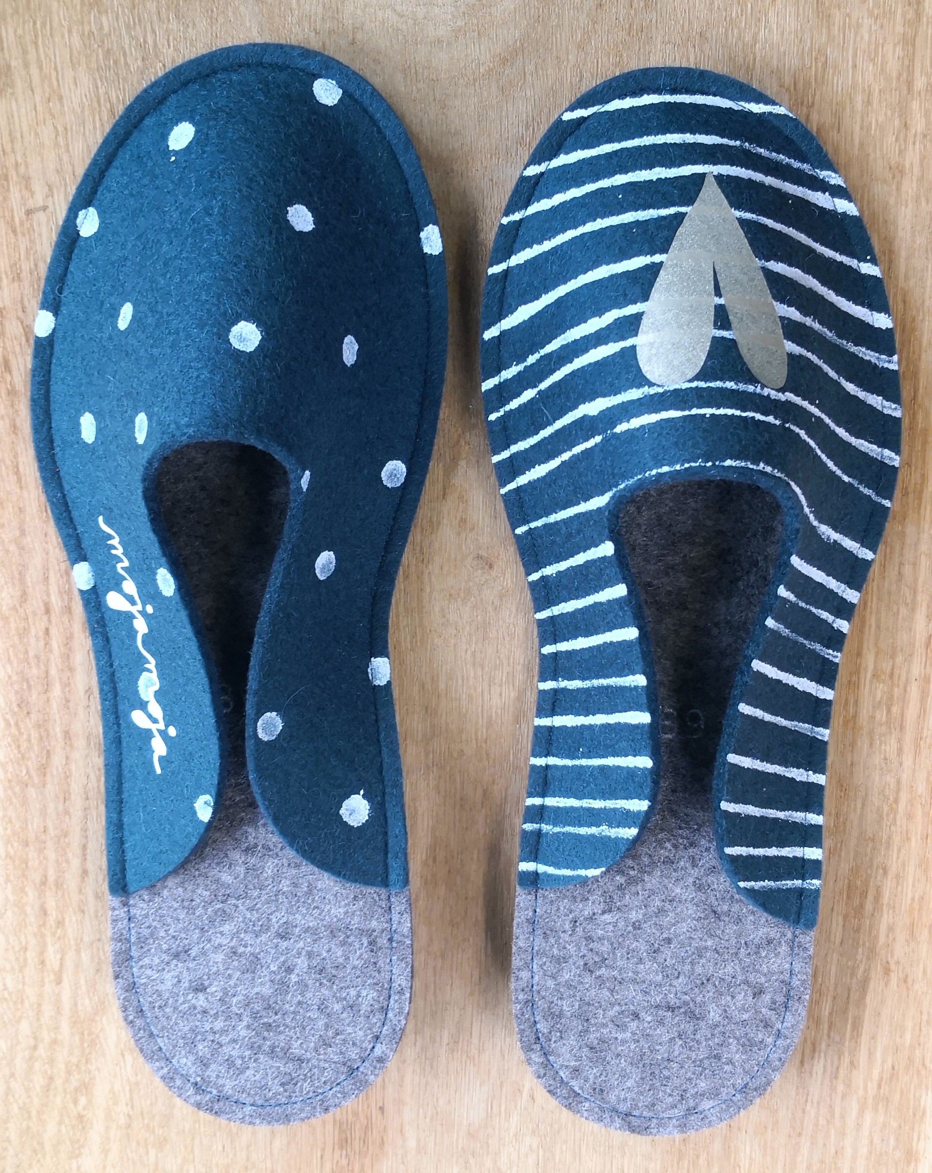 Petrol Pike and Stripes slippers IN STOCK