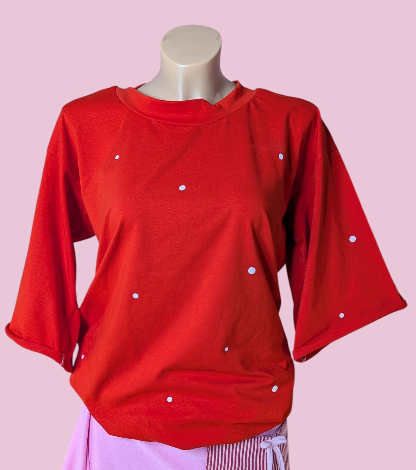 Red Polka Dot Oversized T-shirt