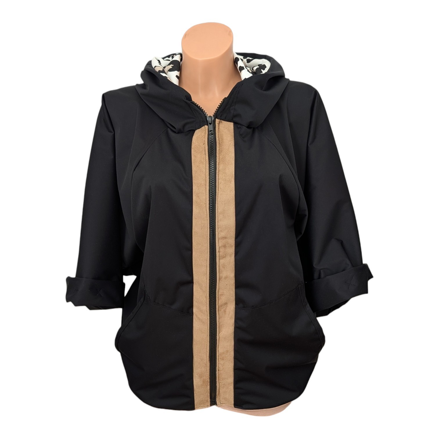 Transitional black puffer jacket
