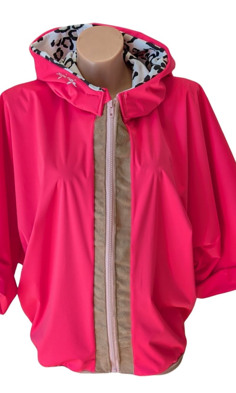 Transitional pink puffer jacket
