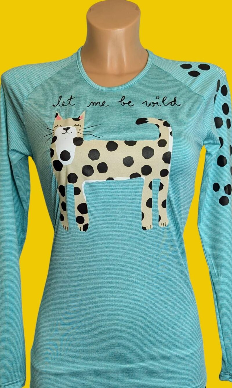 Turquoise Let me be wild sports T-shirt